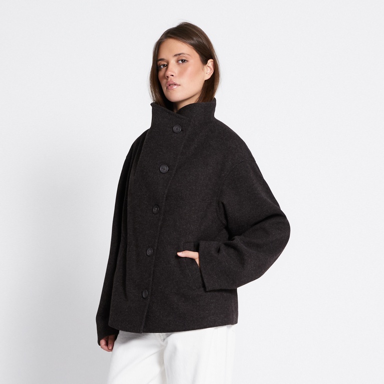 Funnel neck jacket "Blaire" Dark Brown